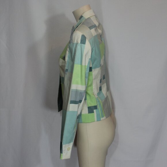 A-K-R-I-S punto jacket geometric pattern multi color women Made in Italy  size 4 - Picture 3 of 9
